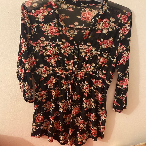 Flower pattern shirt blouse - Picture 4 of 5